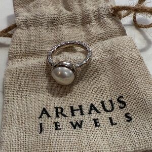 Arhaus Jewels Silver Pearl Ring size 8